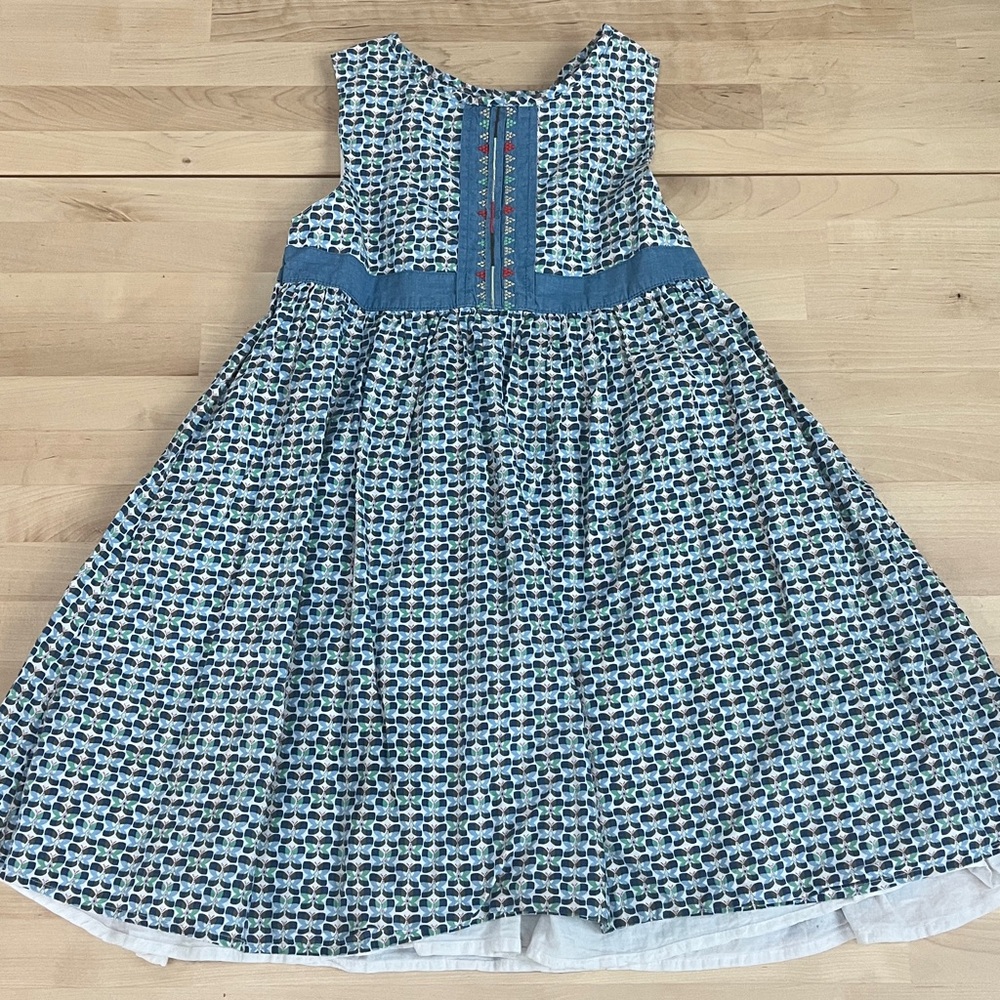 Okaïdi Blue and Green Patterned Dress, girls size 8